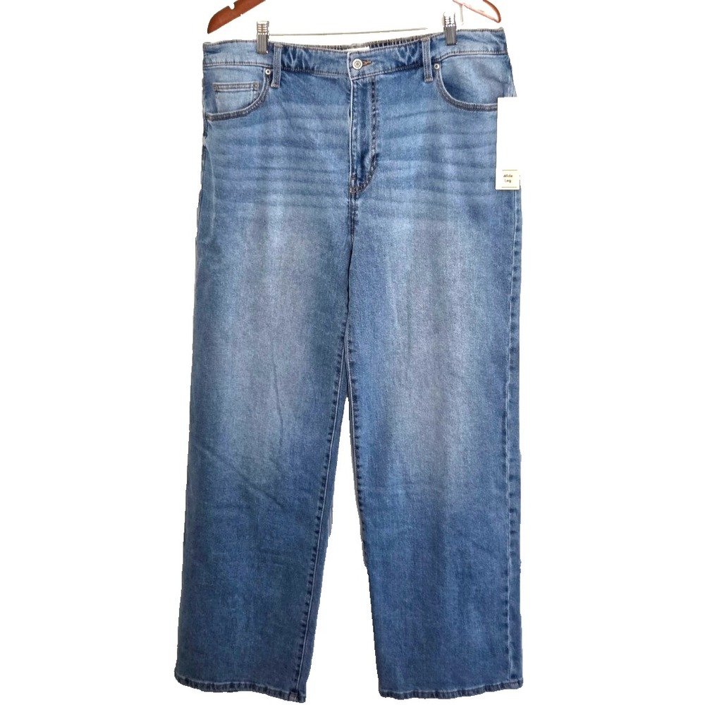 BRAND NEW No Boundaries Wide Leg Blue Jeans‎ Mid Rise, Women's Size 20